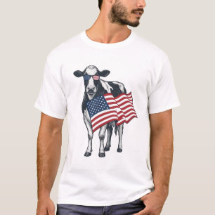 Patriotische Kuh Amerikanische Flagge Vintage Grav T-Shirt
