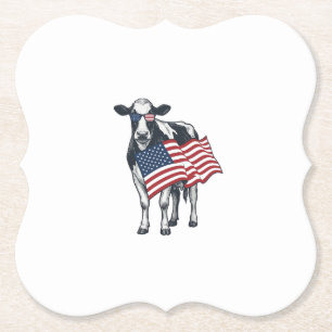 Patriotische Kuh Amerikanische Flagge Vintage Grav Untersetzer