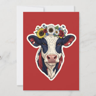 Patriotische Kuh Blumenkrone 4. Juli Einladung