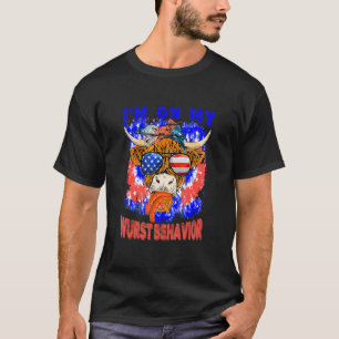 Patriotische Kuh Highland Kuh Ich Bin Auf Meinem W T-Shirt