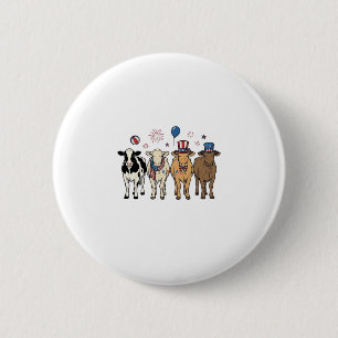 Patriotische Kuh-Reihe Vintage-Vector-Shirt-Design Button