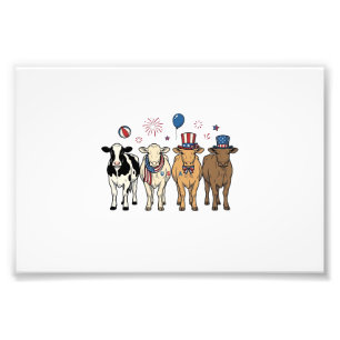 Patriotische Kuh-Reihe Vintage-Vector-Shirt-Design Fotodruck