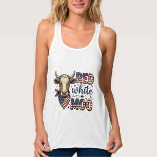 Patriotische Kuh Rot Weiß Moo 4. Juli Shirt Desi