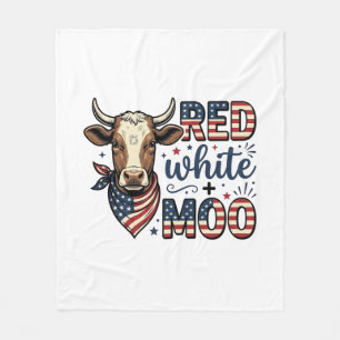 Patriotische Kuh Rot Weiß Moo 4. Juli Shirt Desi Fleecedecke