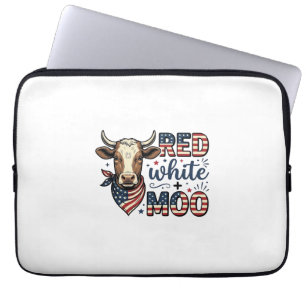 Patriotische Kuh Rot Weiß Moo 4. Juli Shirt Desi Laptopschutzhülle