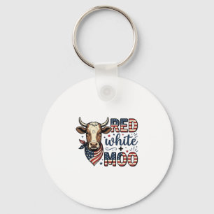 Patriotische Kuh Rot Weiß Moo 4. Juli Shirt Desi Schlüsselanhänger