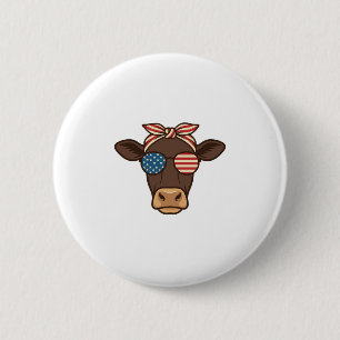 Patriotische Kuhkopf-Sonnenbrille Vintage-Design_1 Button