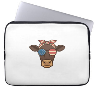 Patriotische Kuhkopf-Sonnenbrille Vintage-Design_1 Laptopschutzhülle