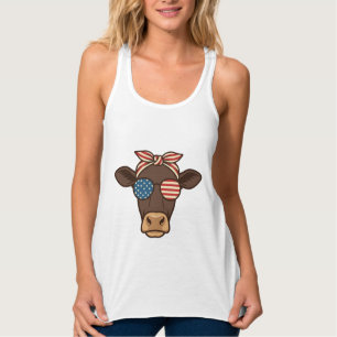 Patriotische Kuhkopf-Sonnenbrille Vintage-Design_1 Tank Top