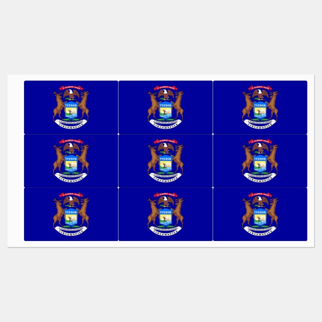 Patriotische Labels mit der Fahne des Michigan-Sta Etiketten (Blatt)