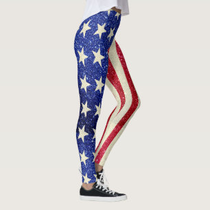 Patriotische Leggings, Glitzer der amerikanischen Leggings