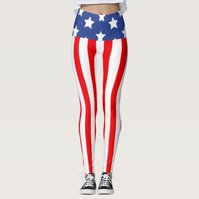 Patriotische Leggings mit hoher Taille (Vorderseite)