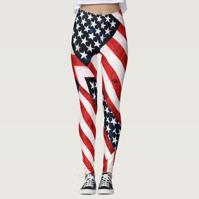 Patriotische Leggings rot weiß und blau (Vorderseite)