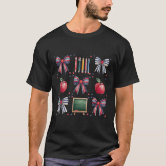 Patriotische Lehrerschule 4. Juli Amerika Bow R T-Shirt