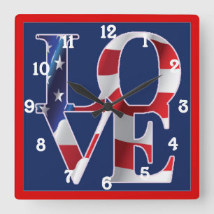 Patriotische Liebe Amerika Quadratische Wanduhr