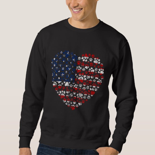 Patriotische Liebe Heart American Flag Graphic Vie Sweatshirt (Vorderseite)