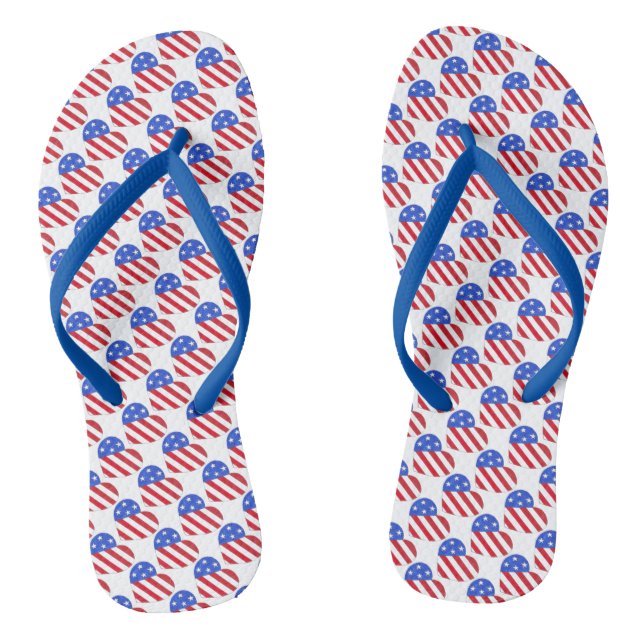 Patriotische Liebe USA Stars Stripes Heart America Flip Flops (Fußbett)