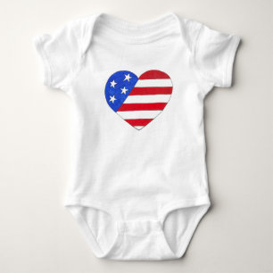 Patriotische Liebe USA Stars Stripes Herz 4. Juli Baby Strampler