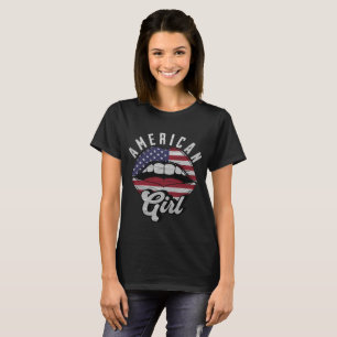 Patriotische Lippen mit amerikanischer Flagge  T-Shirt