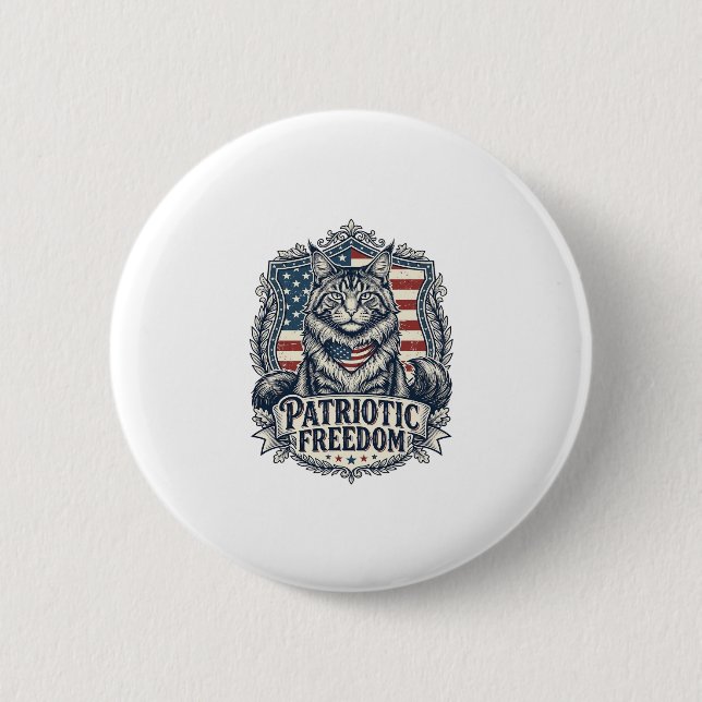 Patriotische Maine Coon Katze Button (Vorderseite)