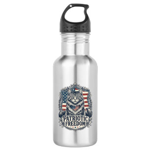 Patriotische Maine Coon Katze Edelstahlflasche