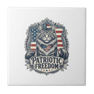 Patriotische Maine Coon Katze Fliese