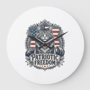 Patriotische Maine Coon Katze Große Wanduhr