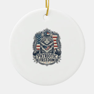 Patriotische Maine Coon Katze Keramik Ornament