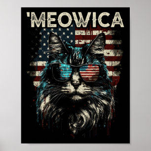 Patriotische Maine Coon Katze Merica Poster
