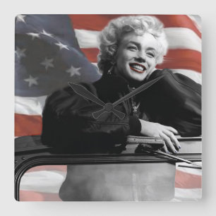 Patriotische Marilyn Quadratische Wanduhr