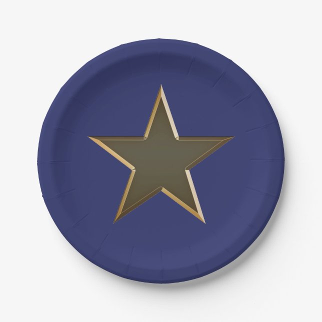 Patriotische Marineinfanterie, blaue goldene Stern Pappteller (Vorderseite)