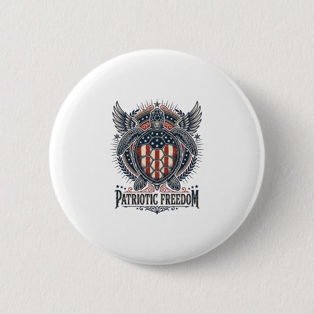 Patriotische Meeresschildkröte Button (Vorderseite)