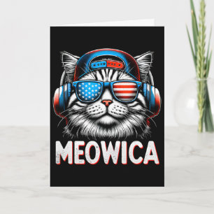 Patriotische Meowica 4. Juli Katze Amerikanische F Karte