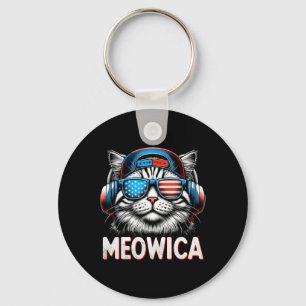 Patriotische Meowica 4. Juli Katze Amerikanische F Schlüsselanhänger