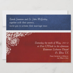 Patriotische Militärblumenhochzeit Oversifiziert Einladung