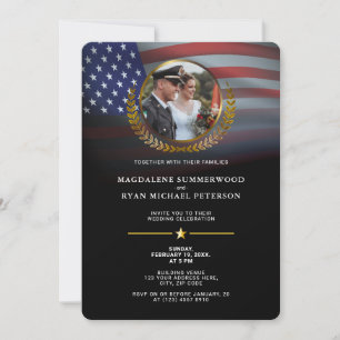 Patriotische Militärische amerikanische Flagge und Einladung