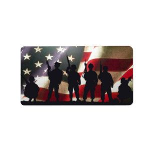 Patriotische Militärsoldat-Silhouetten Adressaufkleber