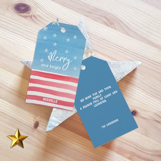 Patriotische moderne Wasserfarbenflagge Geschenkanhänger (Von Creator hochgeladen)