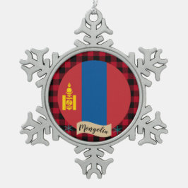 Patriotische Mongolei, Büffel kariert, mongolische Schneeflocken Zinn-Ornament