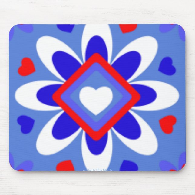 PATRIOTISCHE MUSEPAD - DESIGNER HERZEN BLUME MOUSEPAD (Vorne)