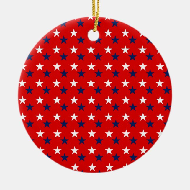 Patriotische Musterstars über Rot Keramik Ornament (Vorne)