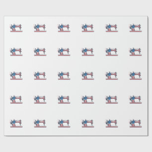 Patriotische Nähmaschine Vintage-Stichvektor_ Geschenkpapier