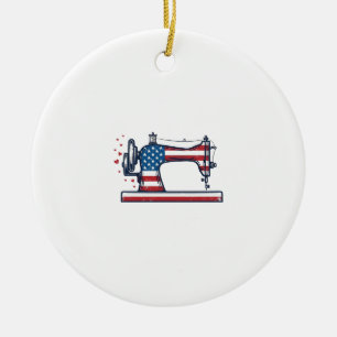 Patriotische Nähmaschine Vintage-Stichvektor_ Keramik Ornament