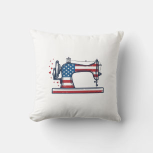 Patriotische Nähmaschine Vintage-Stichvektor_ Kissen