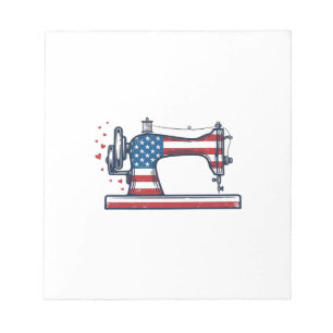 Patriotische Nähmaschine Vintage-Stichvektor_ Notizblock