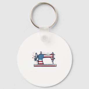 Patriotische Nähmaschine Vintage-Stichvektor_ Schlüsselanhänger