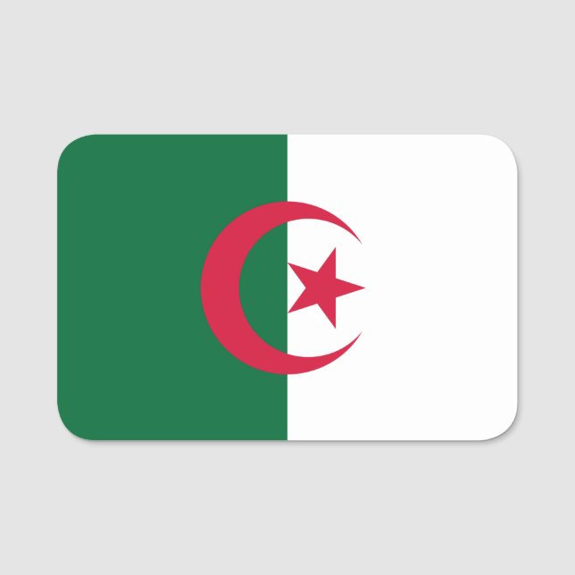 Patriotische Namensmarke mit der Flagge Algeriens Namensschild (Vorderseite)