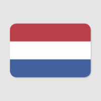Patriotische Namensmarke mit der Flagge der Nieder