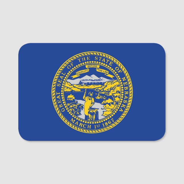 Patriotische Namensmarke mit der Flagge Nebraskas Namensschild (Vorderseite)