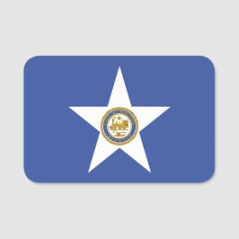 Patriotische Namensmarke mit der Flagge von Housto Namensschild